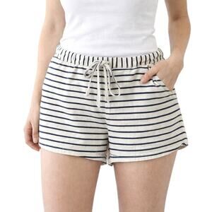 J.Crew Women’s Blue Stripe Linen Blend Casual Shorts Size L Nautical